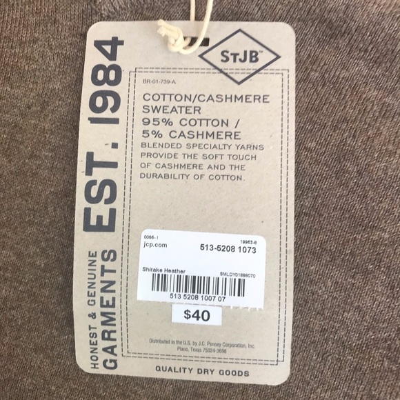 St. John’s Bay Heather Brown V-Neck Sweater - Picture 4 of 7